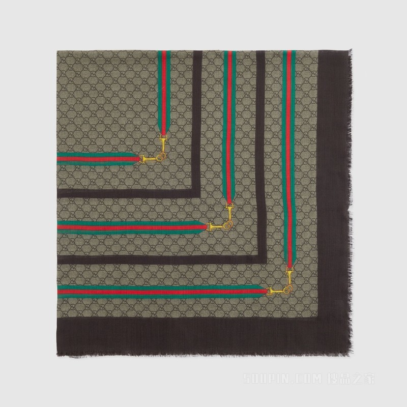 饰织带GG真丝羊毛混纺披肩 多色