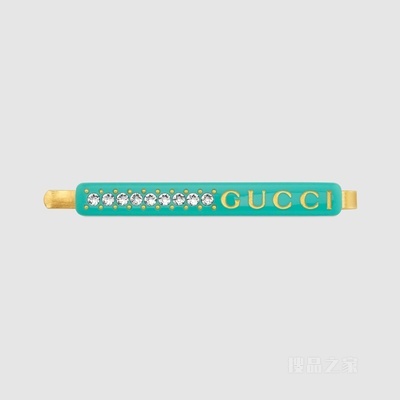 饰水晶“GUCCI”字样发夹 浅绿色树脂