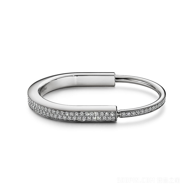 Tiffany Lock 系列 18K 白金全铺镶钻石手镯