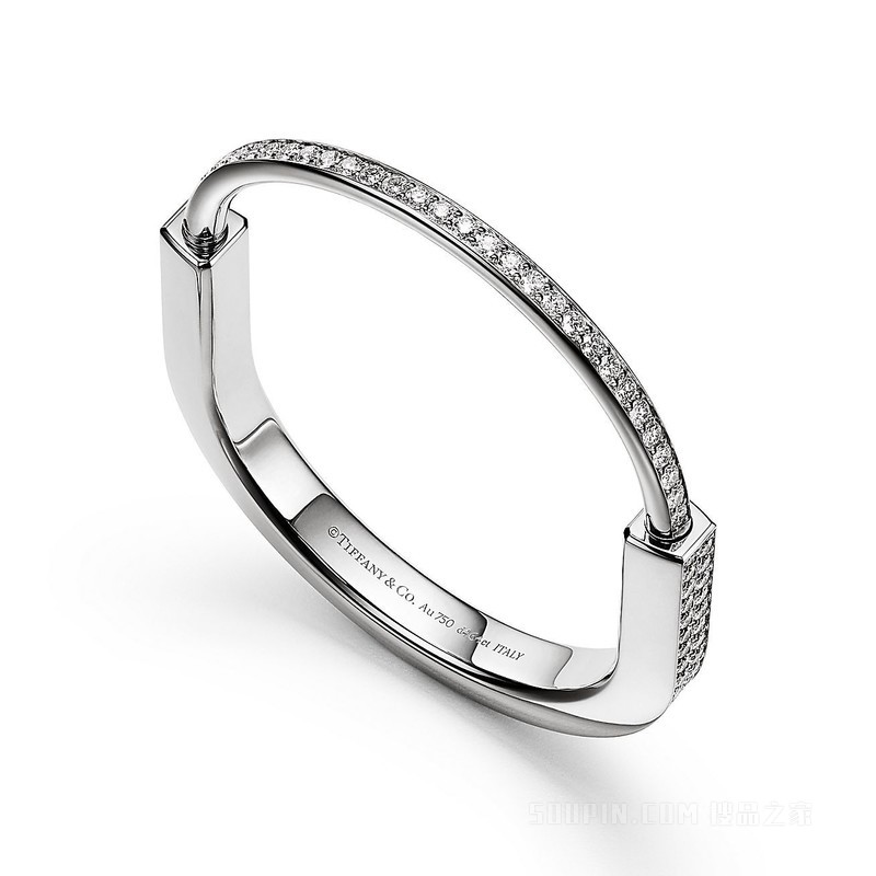 Tiffany Lock 系列 18K 白金全铺镶钻石手镯