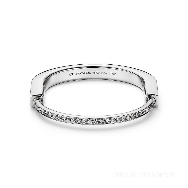 Tiffany Lock 系列 18K 白金全铺镶钻石手镯