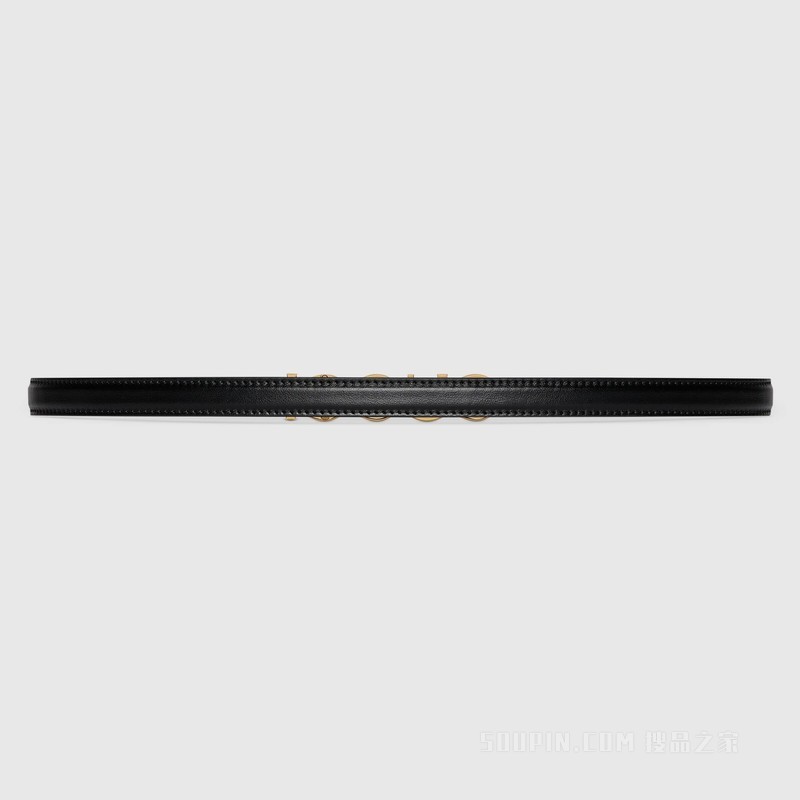 Gucci搭扣窄版腰带 黑色皮革