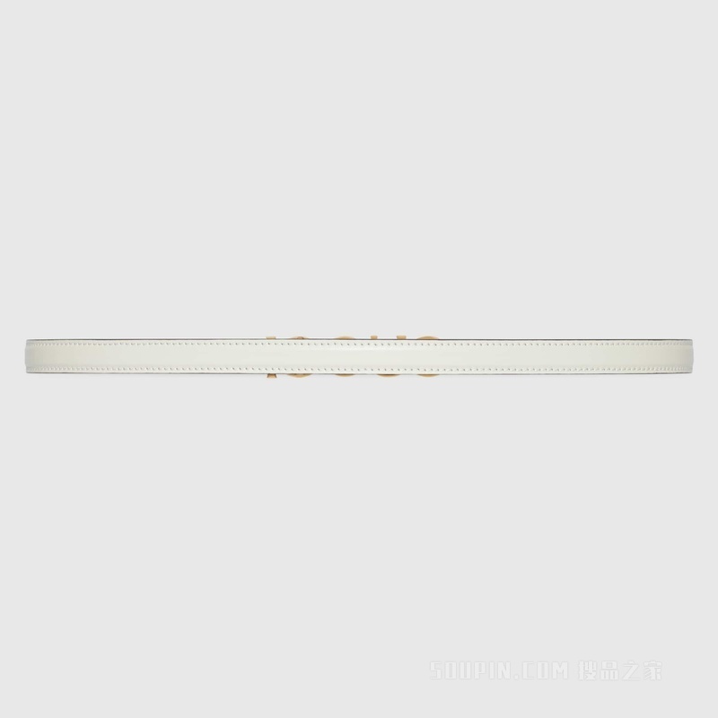 Gucci搭扣窄版腰带 白色皮革