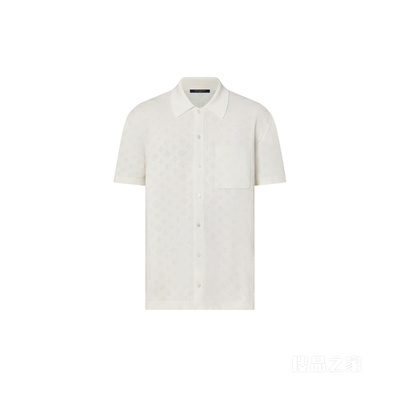 Monogram Pointelle Cotton Short-Sleeved Shirt