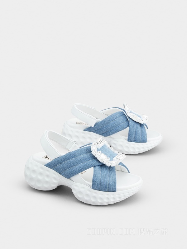 Viv' Run Light钻扣牛仔布凉鞋 彩色