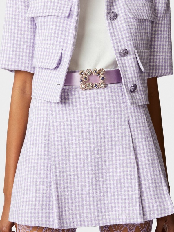 ベルト ROGER VIVIER FLOWER STRASS BUCKLE SATIN BELT Roger vivier Natural Flower Strass Buckle Satin Point Toe