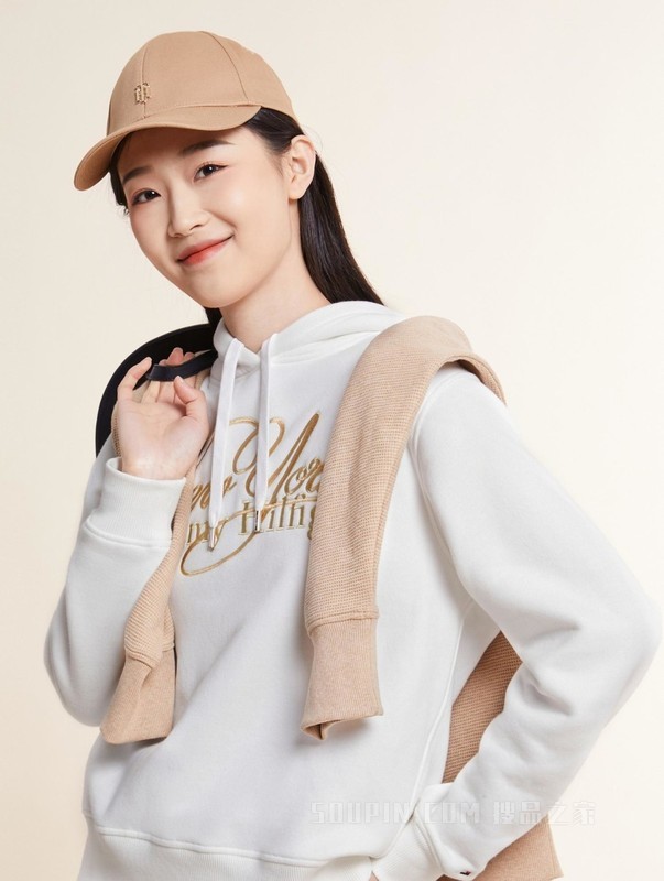 23新款春季女装时尚重工字母刺绣加绒抽绳连帽卫衣38266