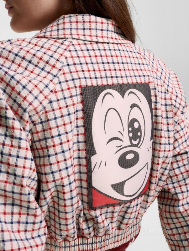 【DISNEY联名系列】23新款女装格纹米奇短款夹克外套39657