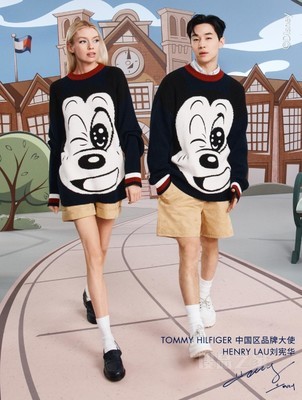 【DISNEY联名系列】23新款男女含羊毛米奇提花宽松毛衣31617