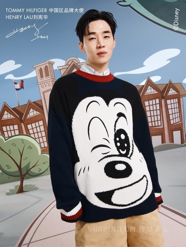 【DISNEY联名系列】23新款男女含羊毛米奇提花宽松毛衣31617