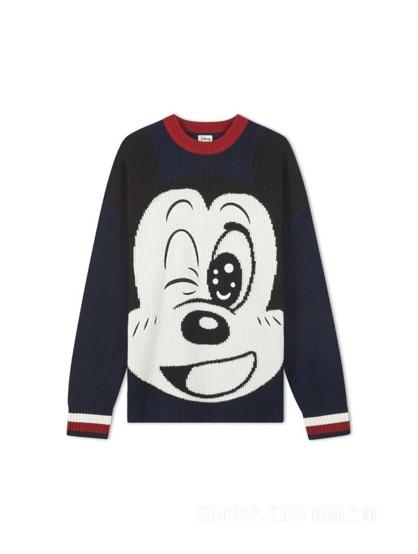 【DISNEY联名系列】23新款男女含羊毛米奇提花宽松毛衣31617