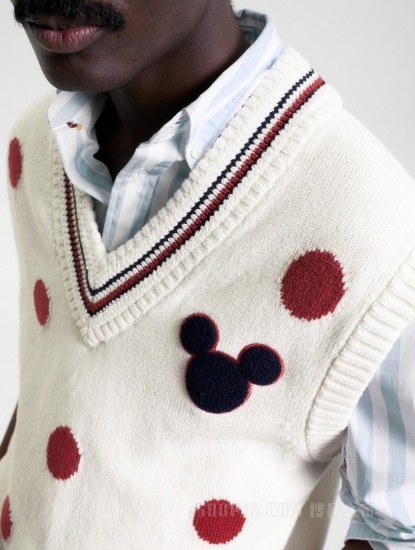 【DISNEY联名系列】23新款男女含羊毛波点宽松毛衣背心31618