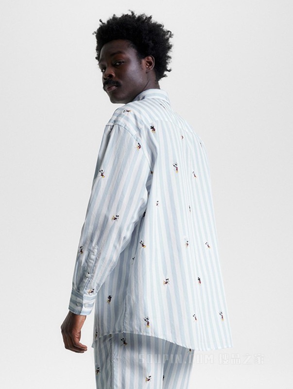 【DISNEY联名系列】23新款男女纯棉府绸条纹宽松衬衫31607