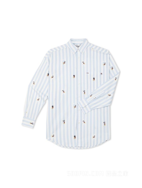【DISNEY联名系列】23新款男女纯棉府绸条纹宽松衬衫31607