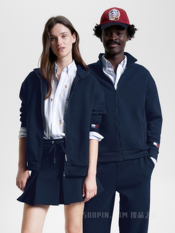 【DISNEY联名系列】23新款男女暗纹提花宽松版卫衣外套31614