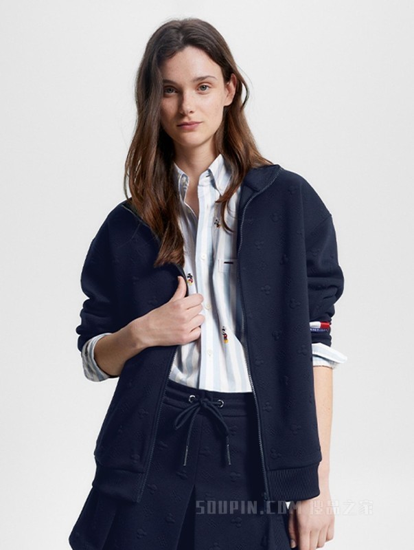 【DISNEY联名系列】23新款男女暗纹提花宽松版卫衣外套31614