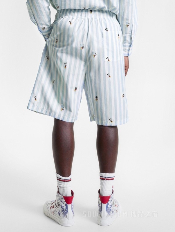 【DISNEY联名系列】23新款男女纯棉府绸条纹提花短裤32454