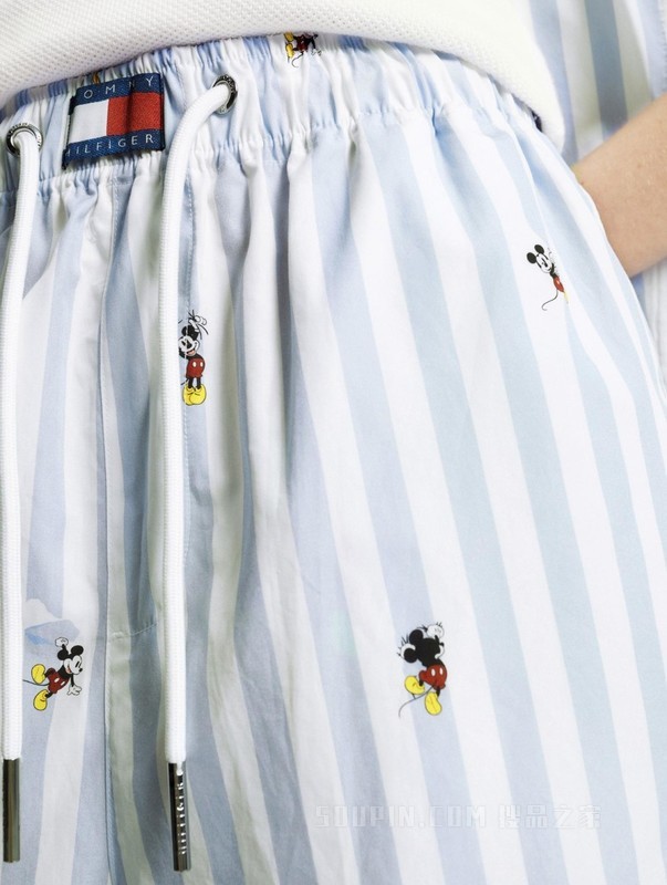 【DISNEY联名系列】23新款男女纯棉府绸条纹提花短裤32454