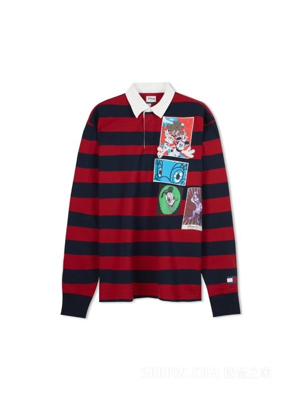 【DISNEY联名系列】23新款男装纯棉条纹宽松长袖POLO衫31619