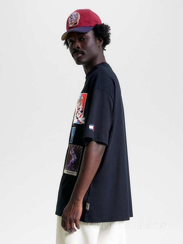 【DISNEY联名系列】23新款男纯棉卡通贴布宽松短袖T恤32545