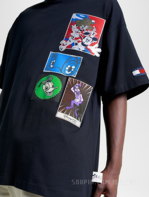 【DISNEY联名系列】23新款男纯棉卡通贴布宽松短袖T恤32545