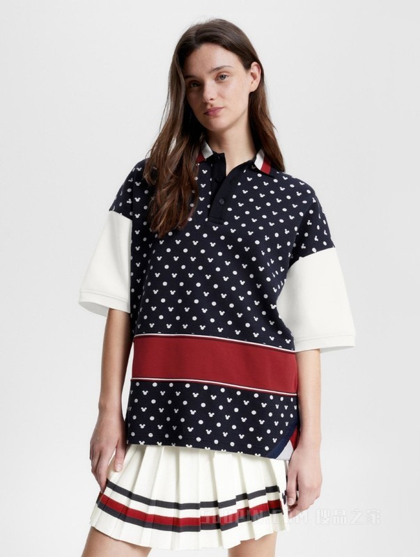 【DISNEY联名系列】23新款男女米奇波点提花短袖POLO衫31620