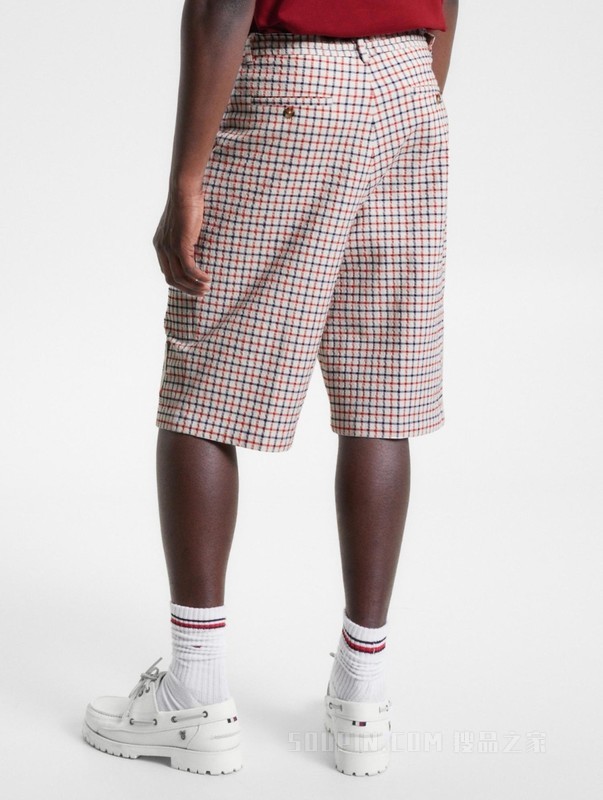 【DISNEY联名系列】23新款男装格纹抽绳宽松西装短裤31605