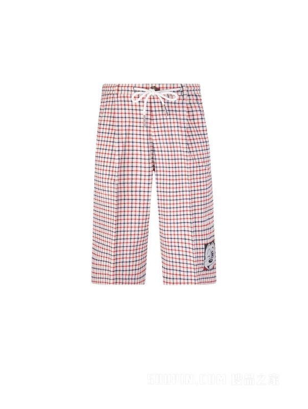 【DISNEY联名系列】23新款男装格纹抽绳宽松西装短裤31605
