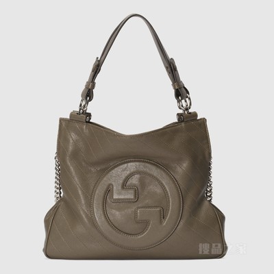 Gucci Blondie系列小号托特包 棕色皮革