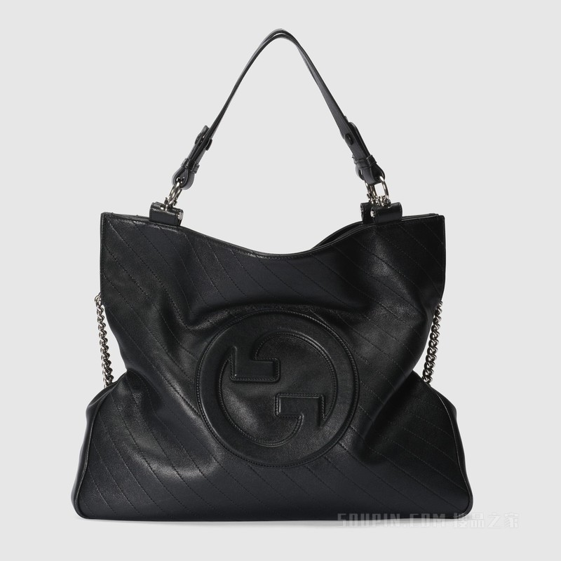 Gucci Blondie系列中号托特包 黑色皮革