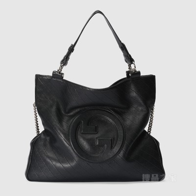 Gucci Blondie系列中号托特包 黑色皮革