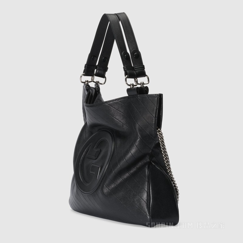 Gucci Blondie系列中号托特包 黑色皮革