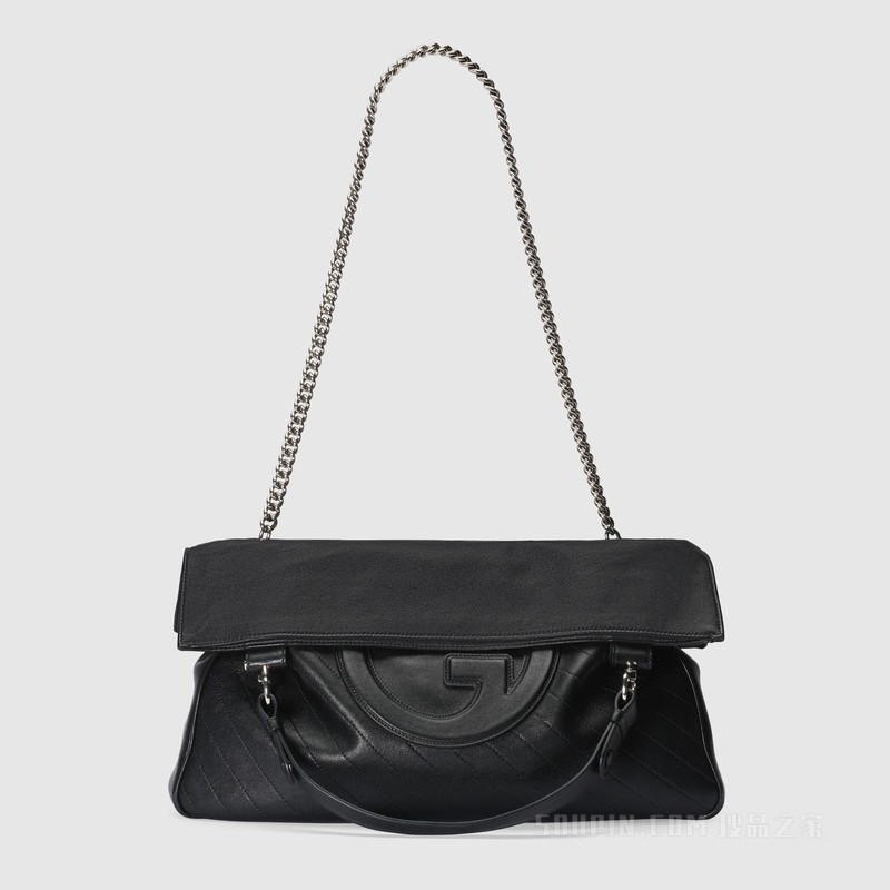 Gucci Blondie系列中号托特包 黑色皮革