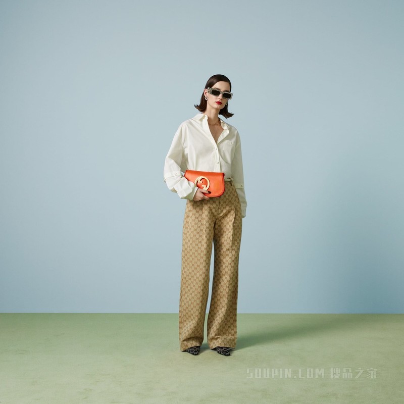 Gucci Blondie系列小号肩背包 橙色皮革