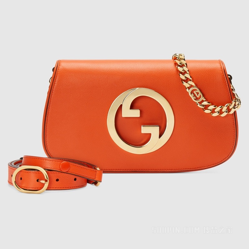 Gucci Blondie系列小号肩背包 橙色皮革