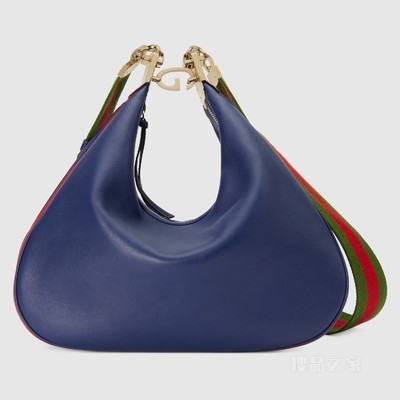Gucci Attache系列中号肩背包 蓝色皮革