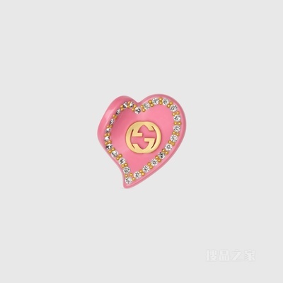 互扣式双G心形发夹 粉色树脂