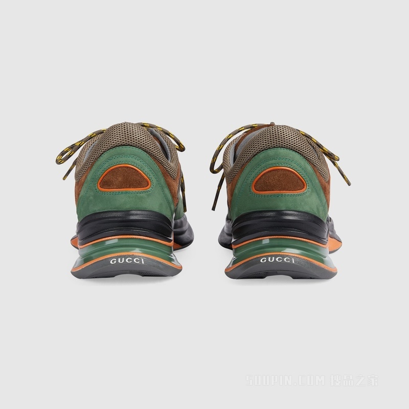Gucci Run系列男士运动鞋 绿色绒面材质