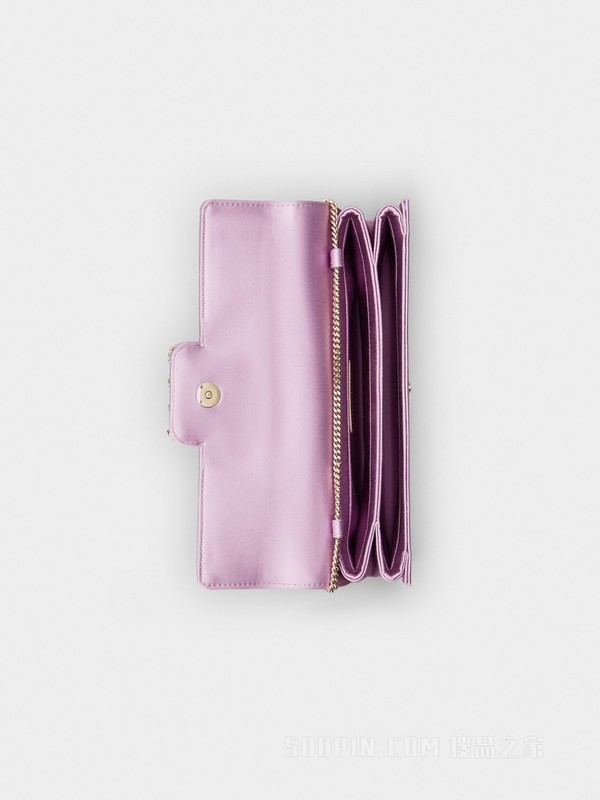 Flower Strass花钻丝缎手拿包 紫色