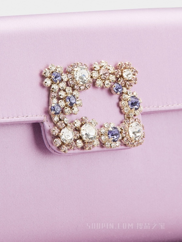 Flower Strass花钻丝缎手拿包 紫色