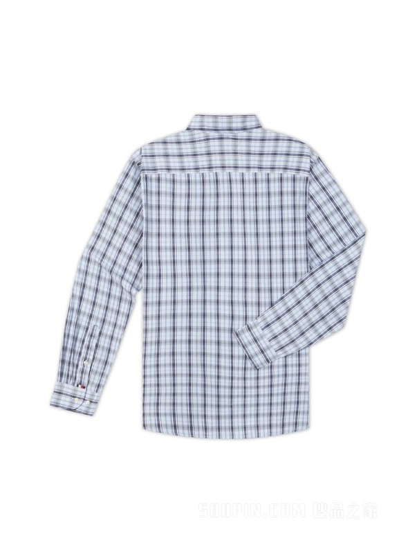 23新款男装纯棉休闲拼色格纹合身版长袖衬衫MW0MW31796