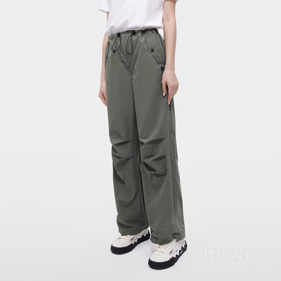 女子潮流运动超宽松梭织长裤