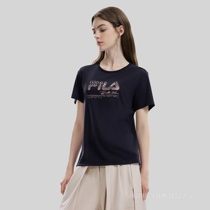 FILA EMERALD女子时尚休闲短袖T裇