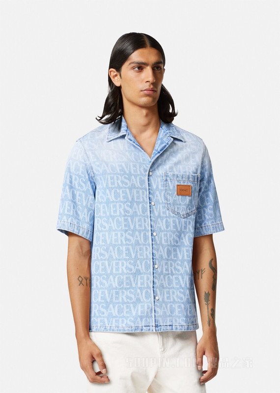 Versace Allover丹宁衬衫