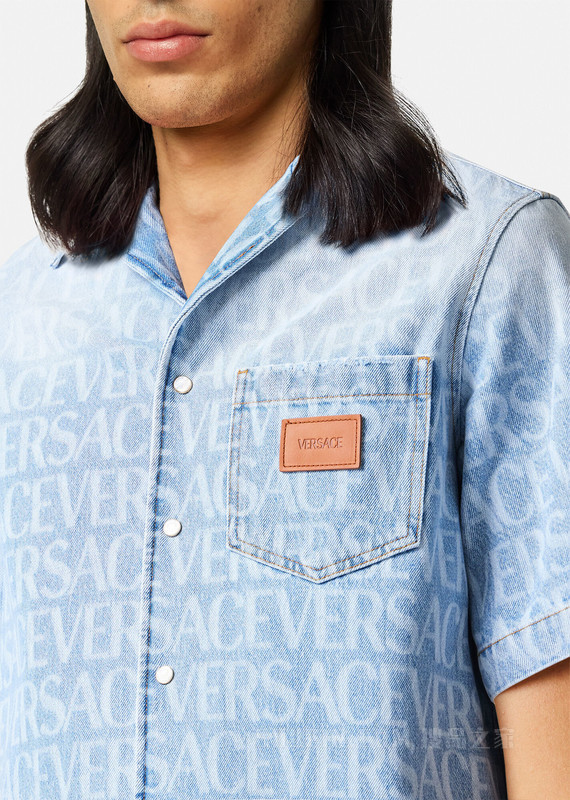 Versace Allover丹宁衬衫
