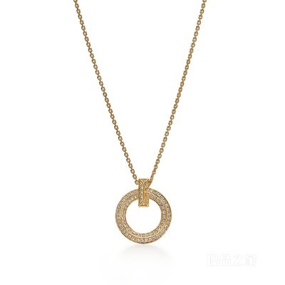 Tiffany T 系列 T1 18K 黄金铺镶钻石圈形项链