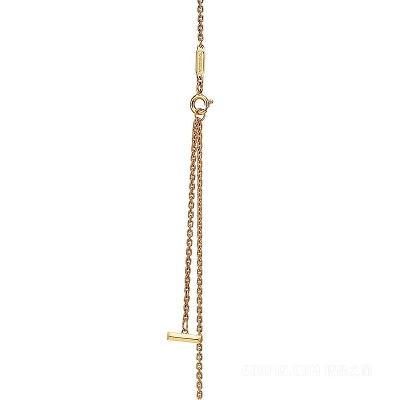 Tiffany T 系列 T1 18K 黄金铺镶钻石圈形项链