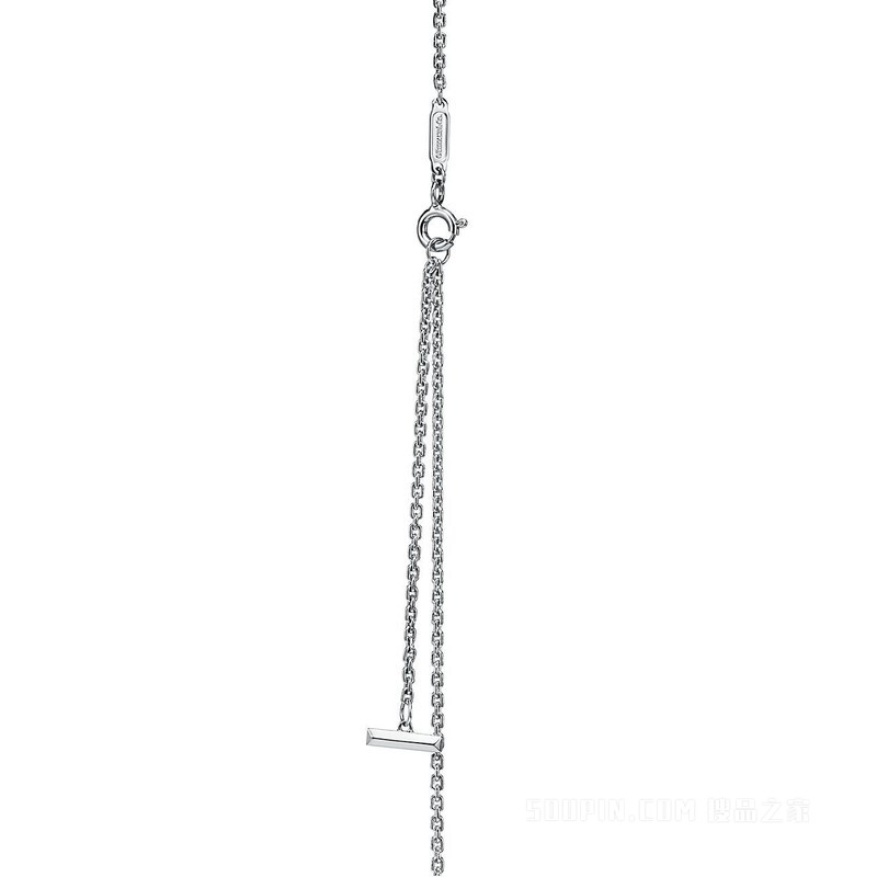 Tiffany T 系列 T1 18K 白金铺镶钻石圈形项链