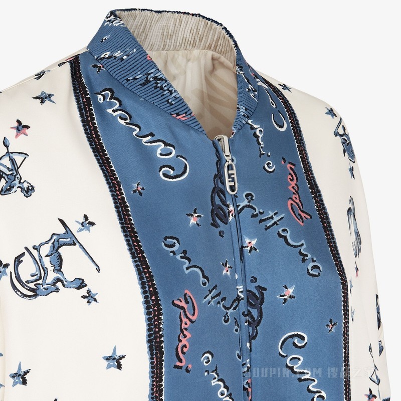 紧身夹克 拼色桑蚕丝两面穿飞行员夹克