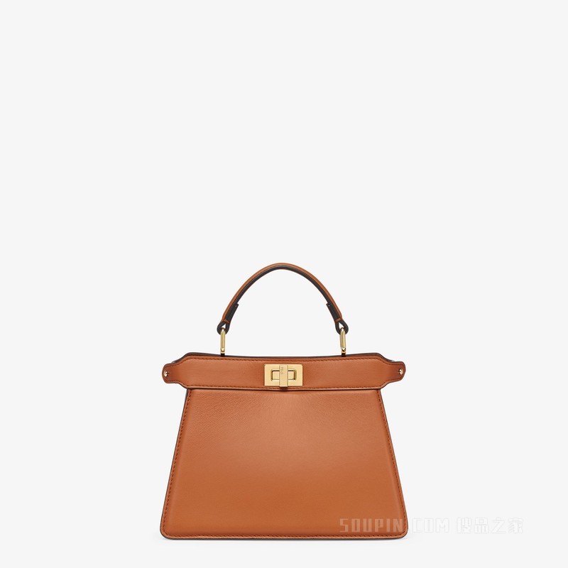 Peekaboo ISeeU Petite手袋 棕色带夹层纳帕皮革手袋